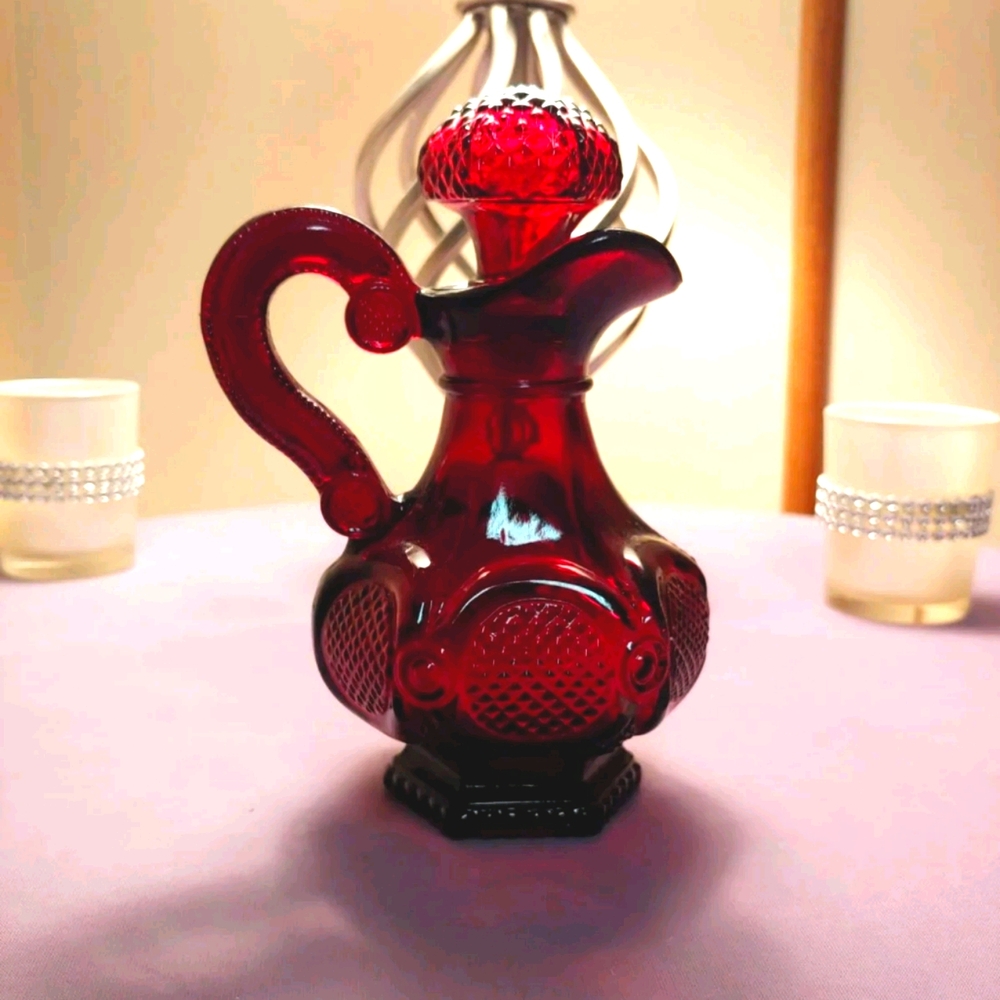 Vintage Avon Cape Cod Pattern Ruby Red Cruet